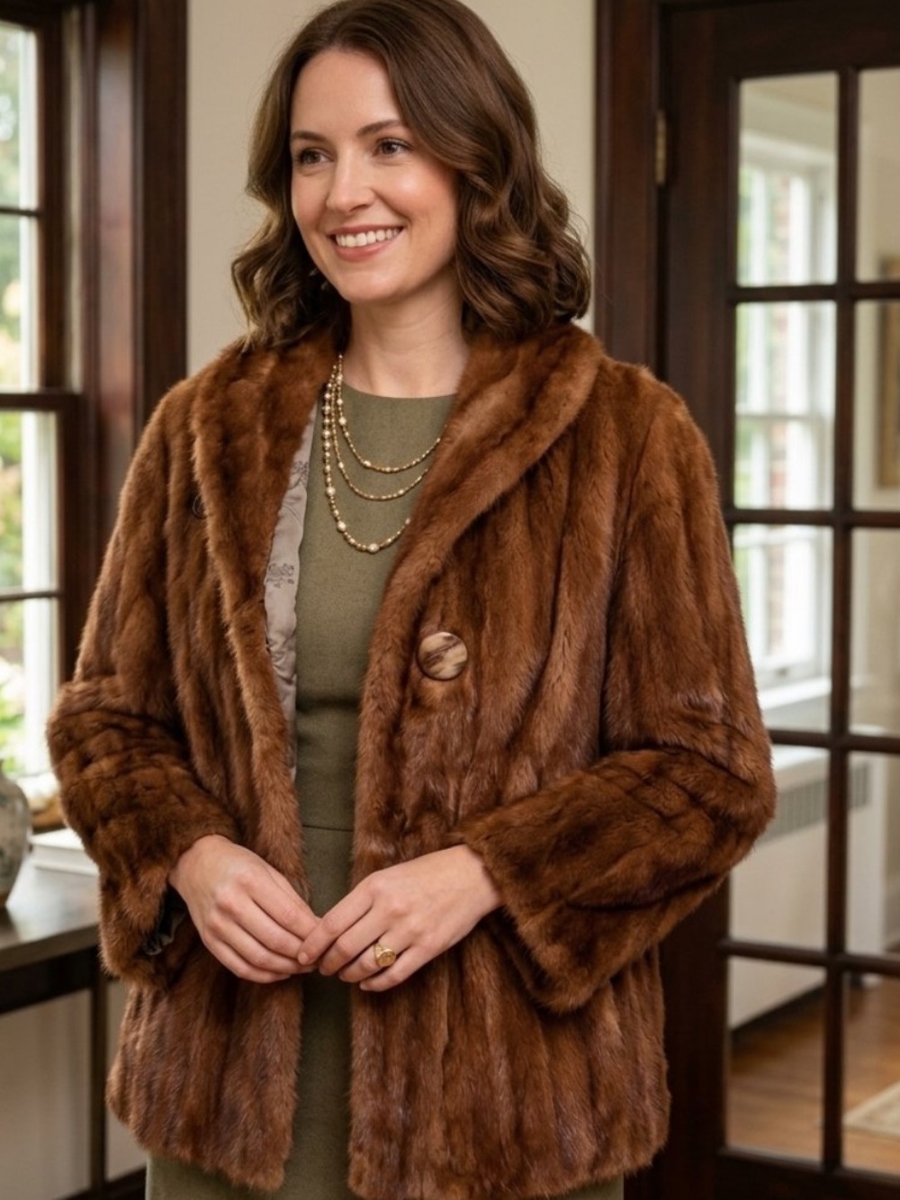 Women's Brown Faux Fur Jacket - Classic Cozy Coat